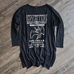 Led Zeppelin Black Graphic Oversized Tshirt Dress